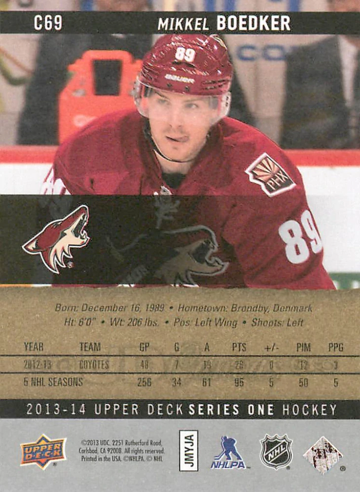 2013-14 UD Series 1 - Mikkel Boedker - Canvas #C69
