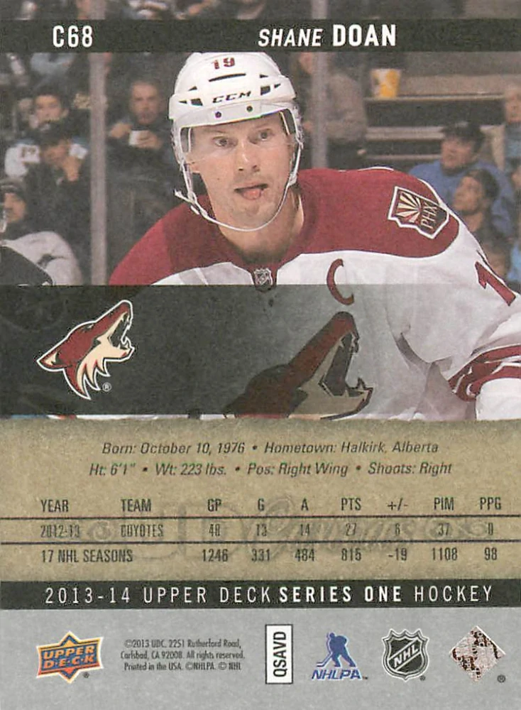 2013-14 UD Series 1 - Shane Doan - Canvas #C68
