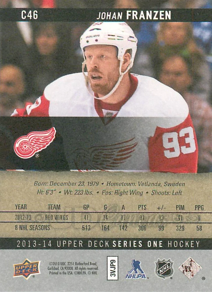 2013-14 UD Series 1 - Johan Franzen - Canvas #C46