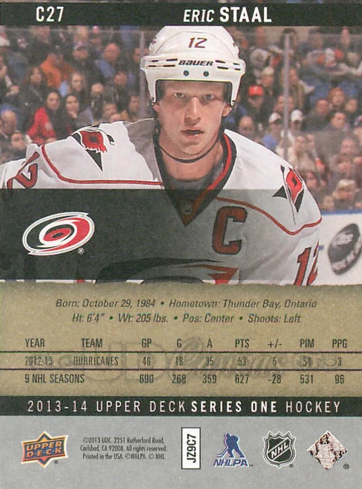 2013-14 UD Series 1 - Eric Staal - Canvas #C27