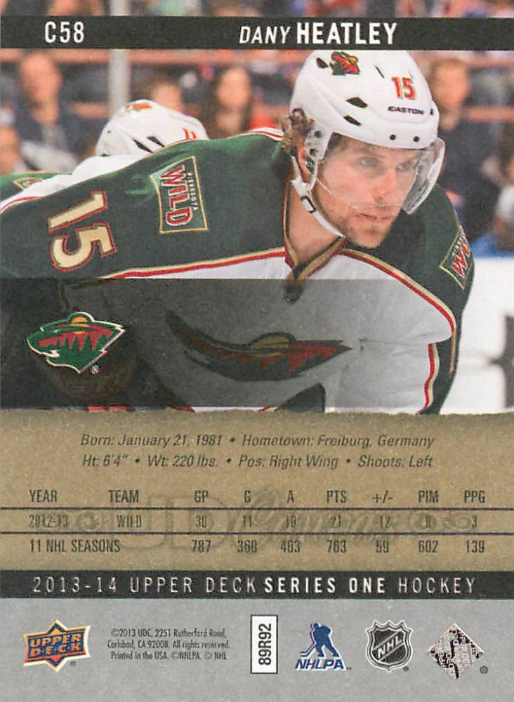 2013-14 UD Series 1 - Dany Heatley - Canvas #C58