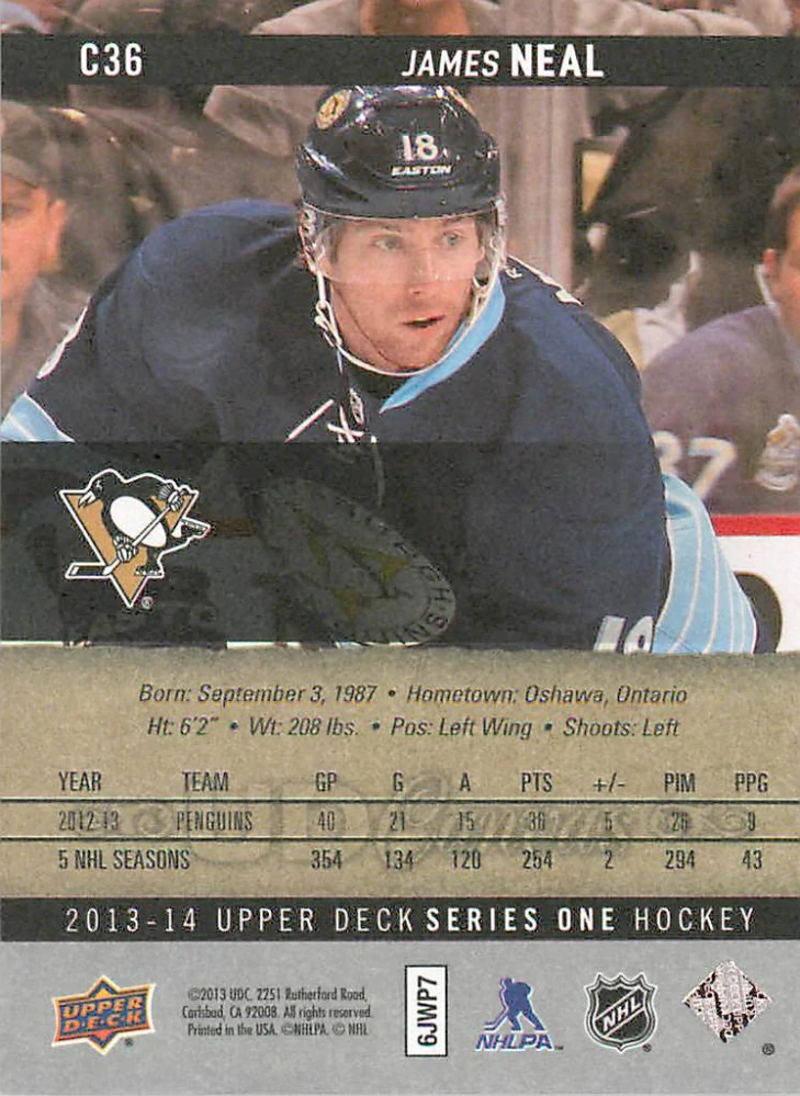 2013-14 UD Series 1 - James Neal - Canvas #C36