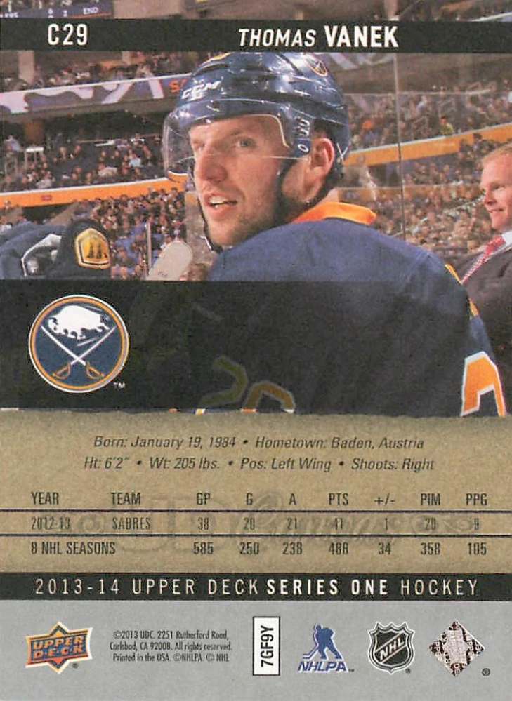 2013-14 UD Series 1 - Thomas Vanek - Canvas #C29