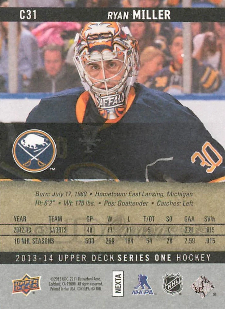 2013-14 UD Series 1 - Ryan Miller - Canvas #C31