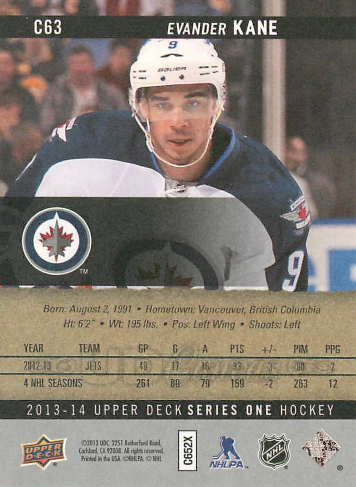 2013-14 UD Series 1 - Evander Kane - Canvas #C63