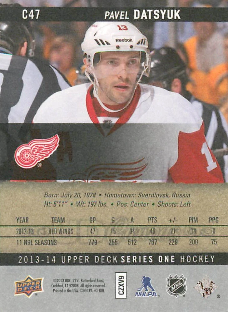 2013-14 UD Series 1 - Pavel Datsyuk - Canvas #C47