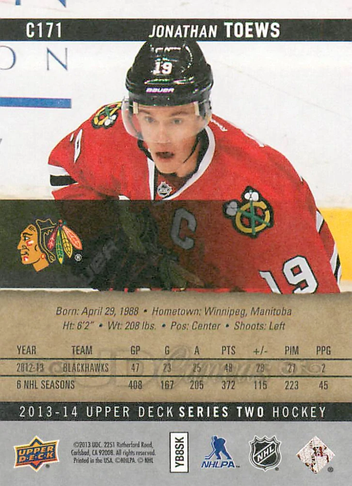 2013-14 UD Series 2 - Jonathan Toews - Canvas #C171