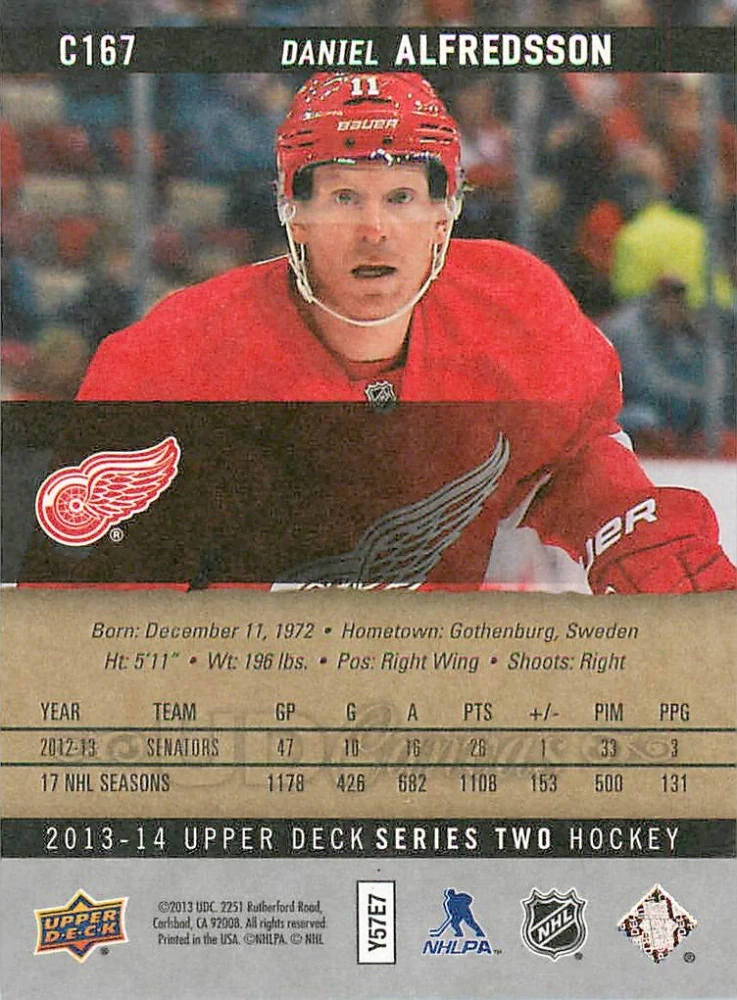 2013-14 UD Series 2 - Daniel Alfredsson - Canvas #C167