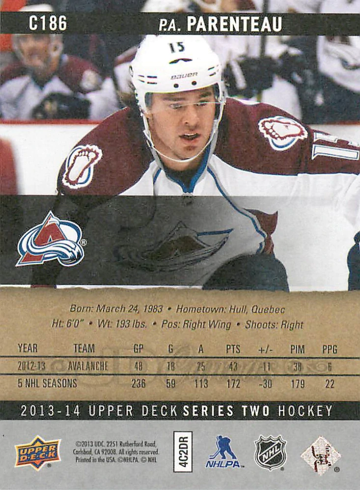 2013-14 UD Series 2 - P.A. Parenteau - Canvas #C186