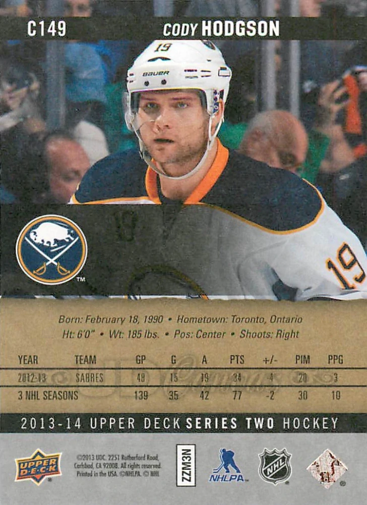 2013-14 UD Series 2 - Cody Hodgson - Canvas #C149