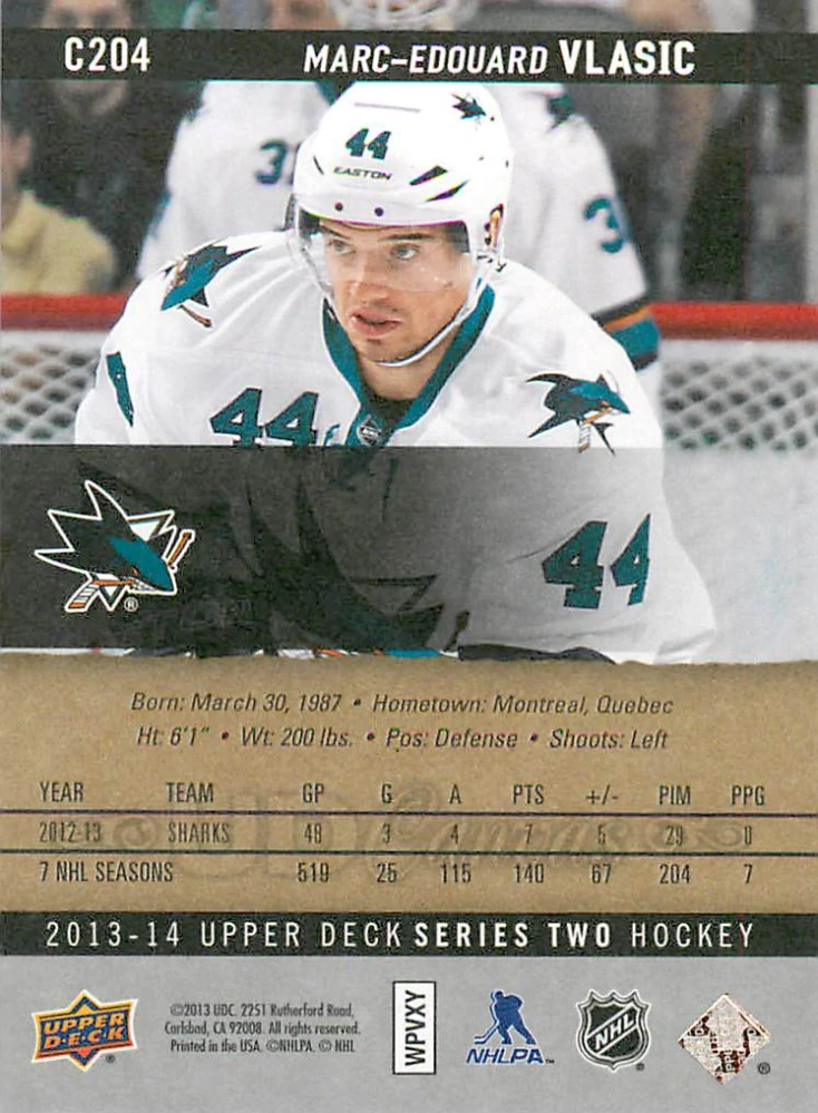 2013-14 UD Series 2 - Marc-Edouard Vlasic - Canvas #C204