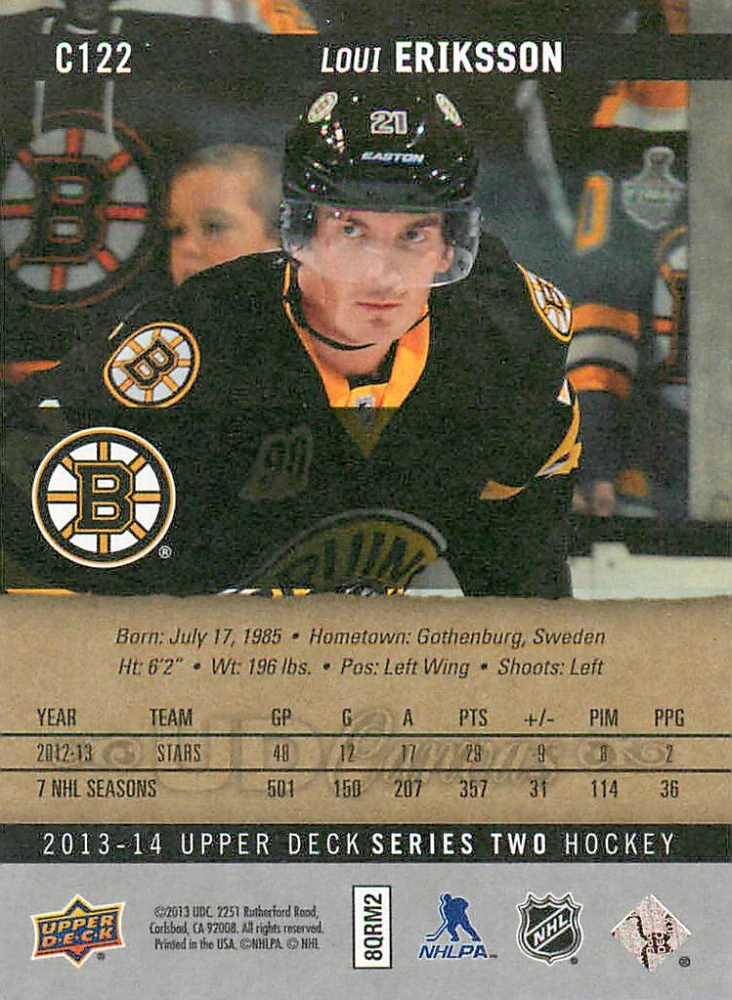 2013-14 UD Series 2 - Loui Eriksson - Canvas #C122