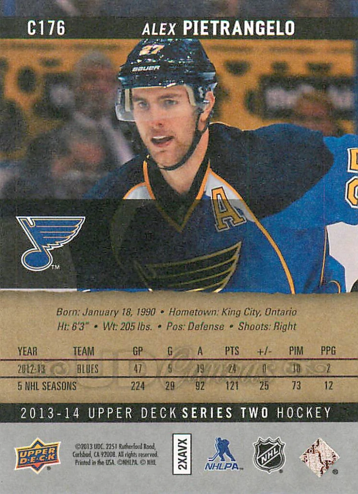 2013-14 UD Series 2 - Alex Pietrangelo - Canvas #C176