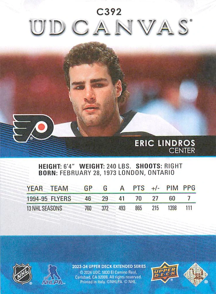2023-24 UD Extended Series - Eric Lindros - Canvas Legends #C392