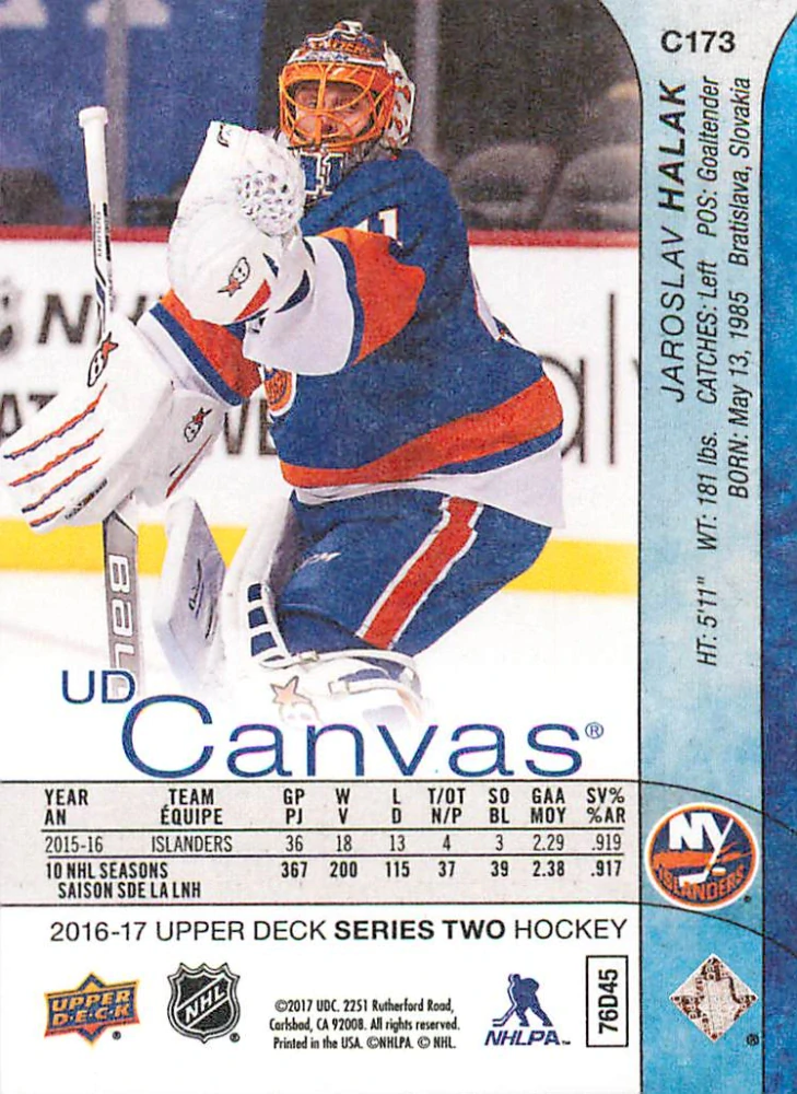 2016-17 UD Series 2 - Jaroslav Halák - Canvas #C173