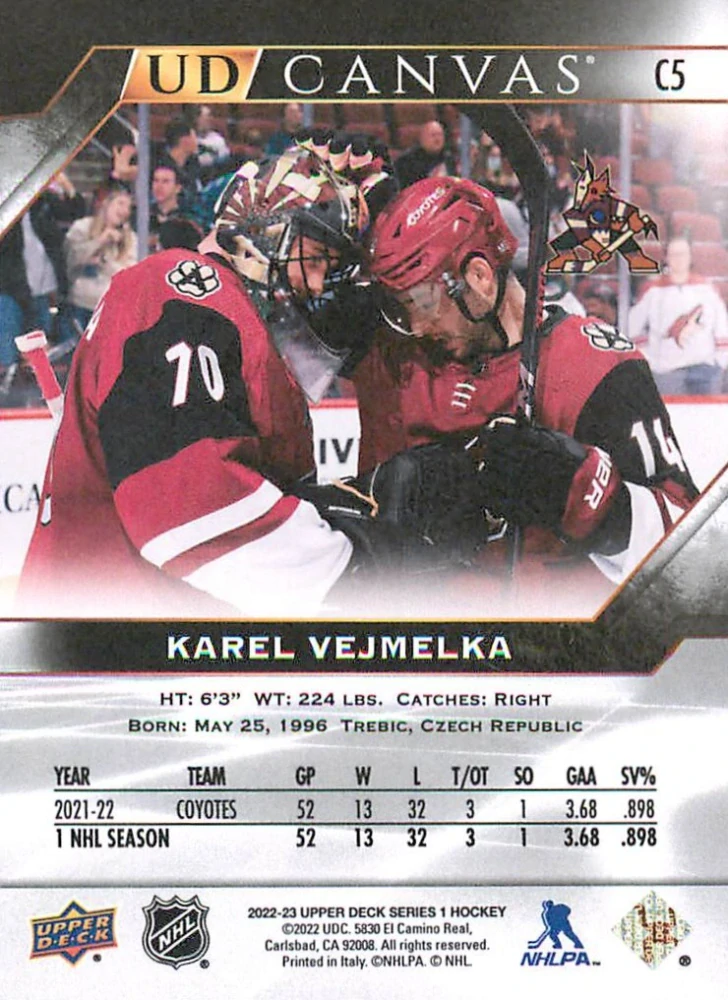 2022-23 UD Series 1 - Karel Vejmelka - Canvas Black & White #C5