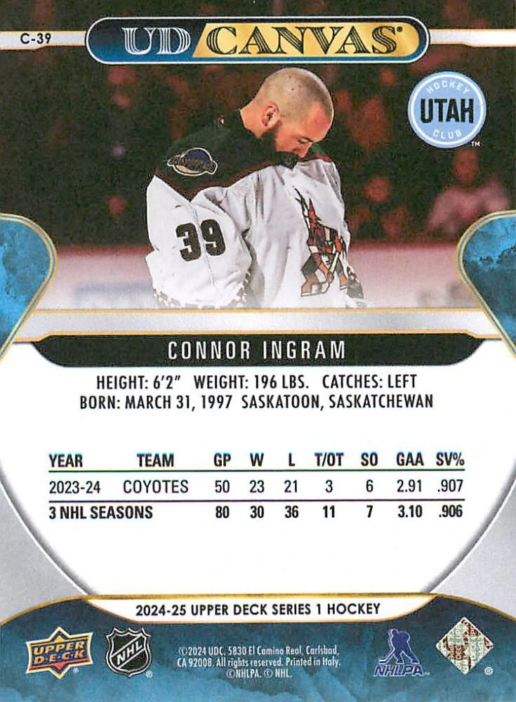 2024-25 UD Series 1 - Connor Ingram - Canvas #C-39