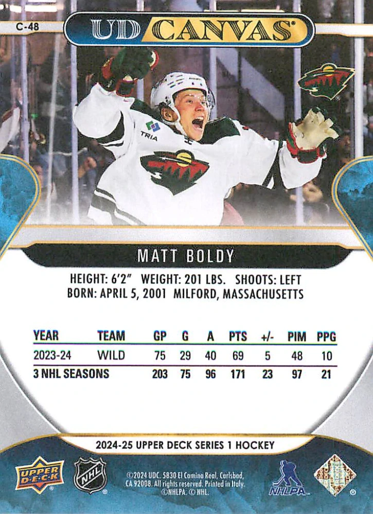 2024-25 UD Series 1 - Matt Boldy - Canvas #C-48