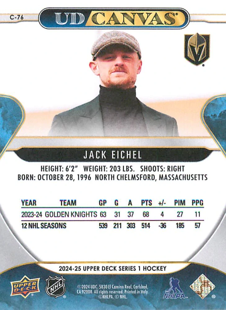 2024-25 UD Series 1 - Jack Eichel - Canvas #C-76