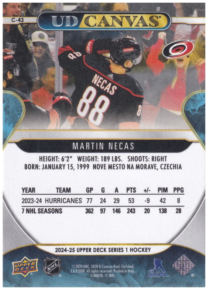 2024-25 UD Series 1 - Martin Nečas - Canvas #C-43