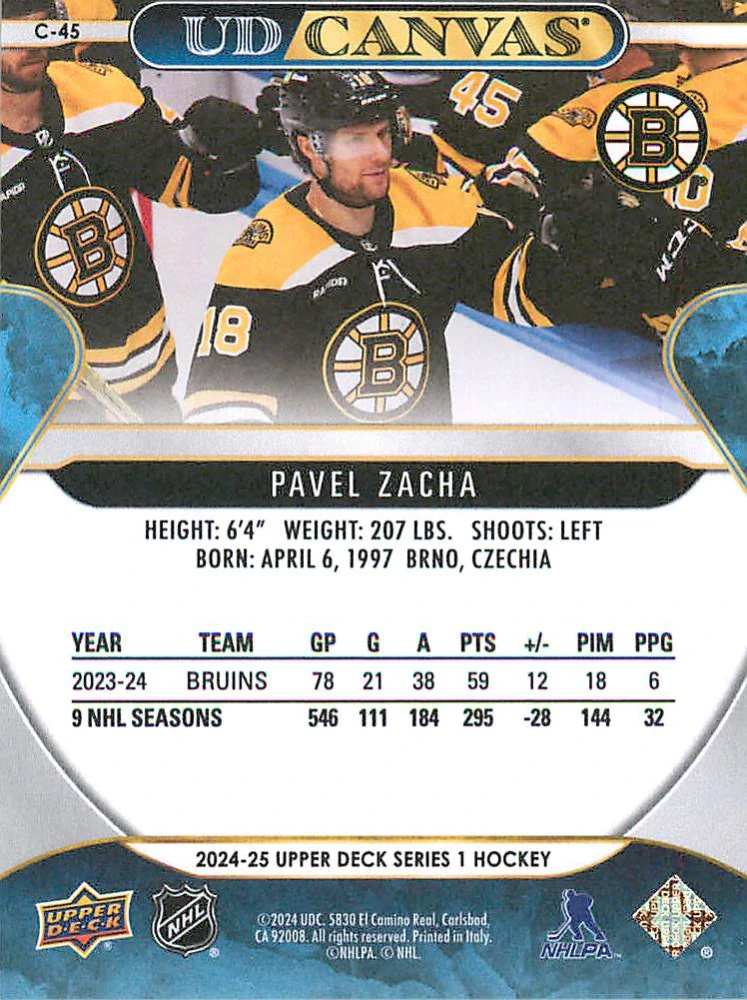 2024-25 UD Series 1 - Pavel Zacha - Canvas #C-45