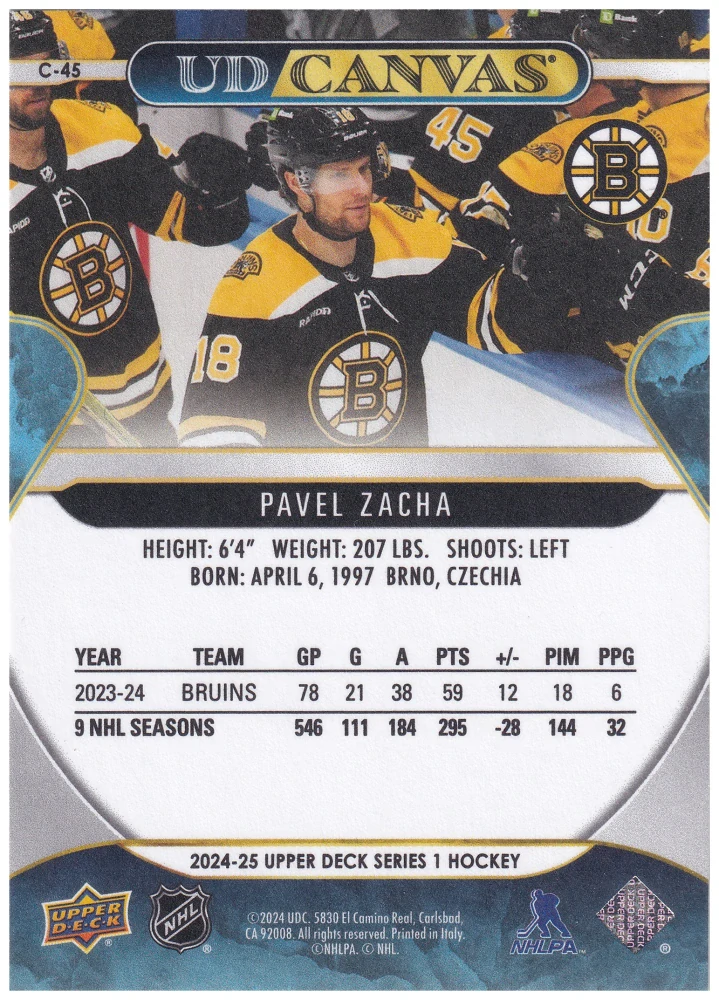 2024-25 UD Series 1 - Pavel Zacha - Canvas #C-45
