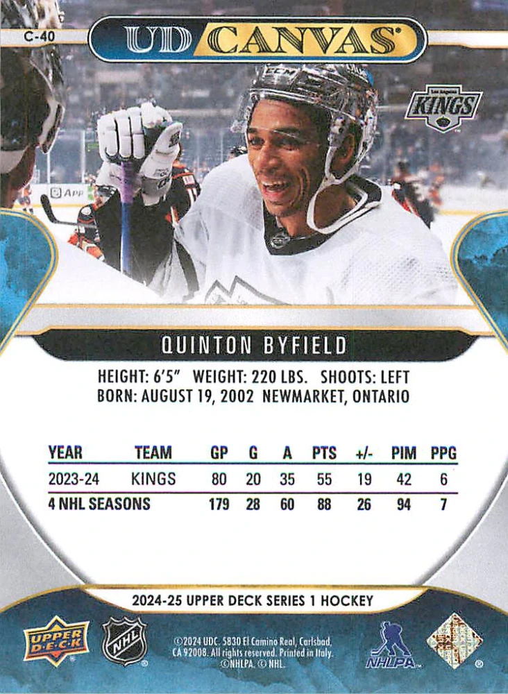 2024-25 UD Series 1 - Quinton Byfield - Canvas #C-40