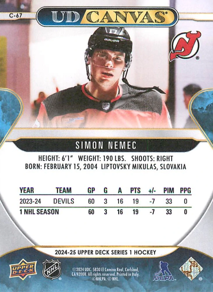 2024-25 UD Series 1 - Šimon Nemec - Canvas #C-67