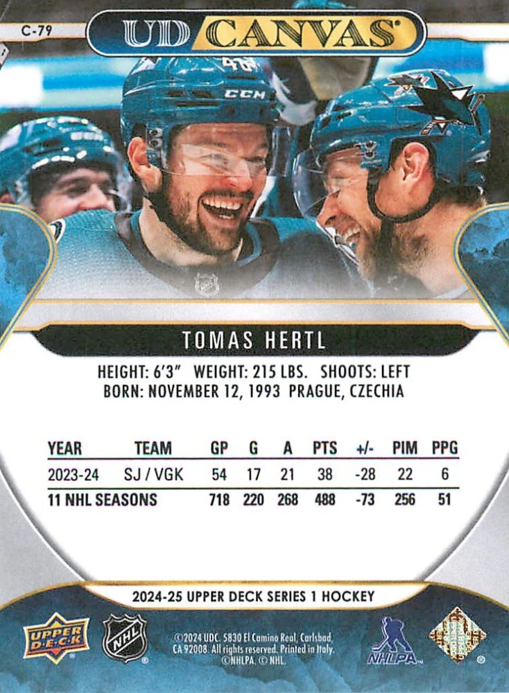 2024-25 UD Series 1 - Tomáš Hertl - Canvas #C-79