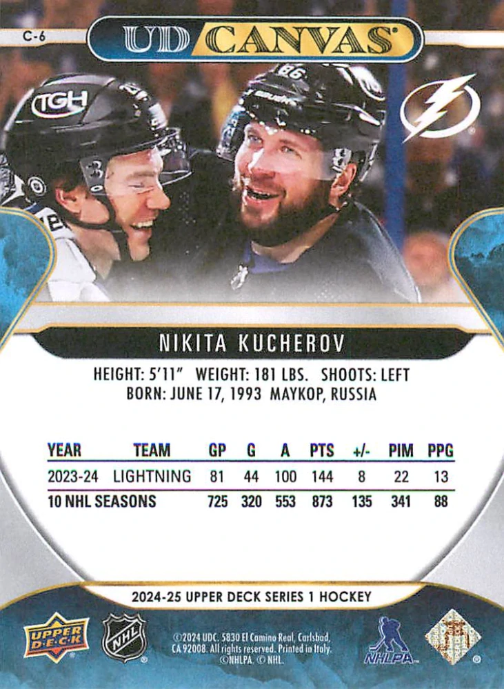 2024-25 UD Series 1 - Nikita Kucherov - Canvas #C-6