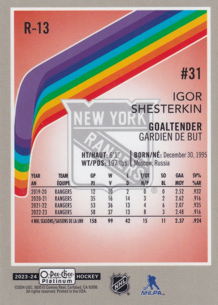 2023-24 UD O-Pee-Chee Platinum - Igor Shesterkin - Retro #R-13