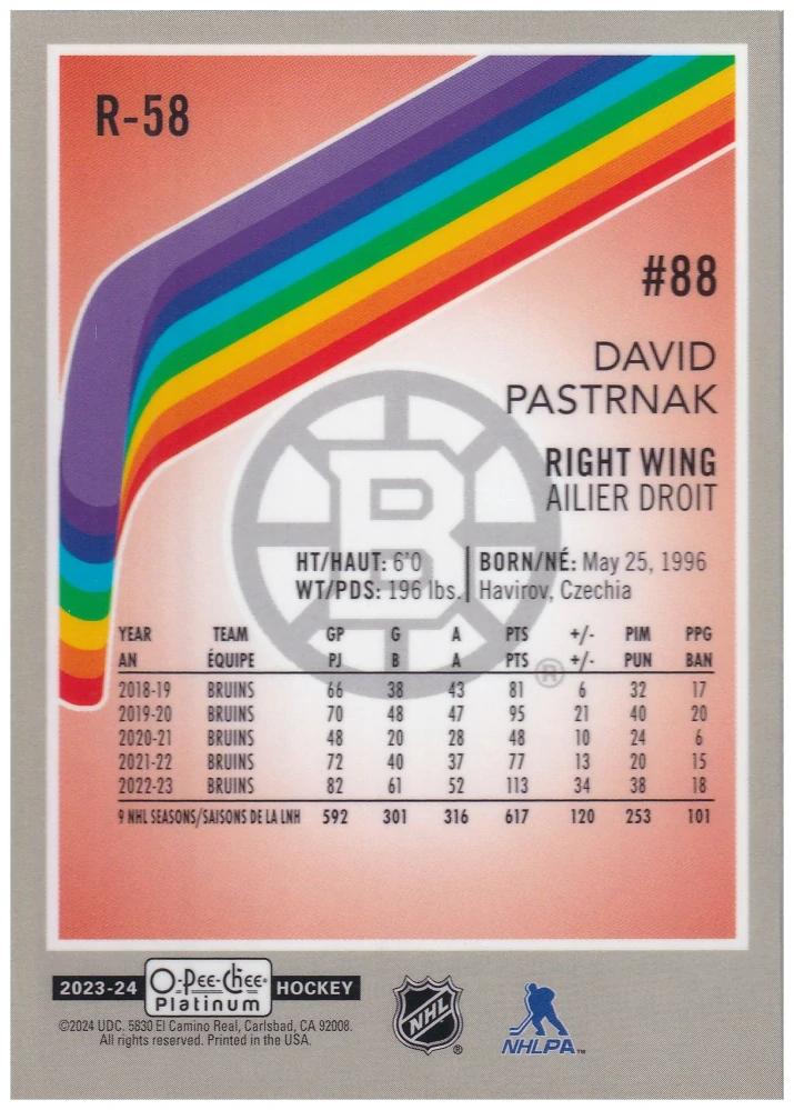 2023-24 UD O-Pee-Chee Platinum - David Pastrňák - Retro #R-58