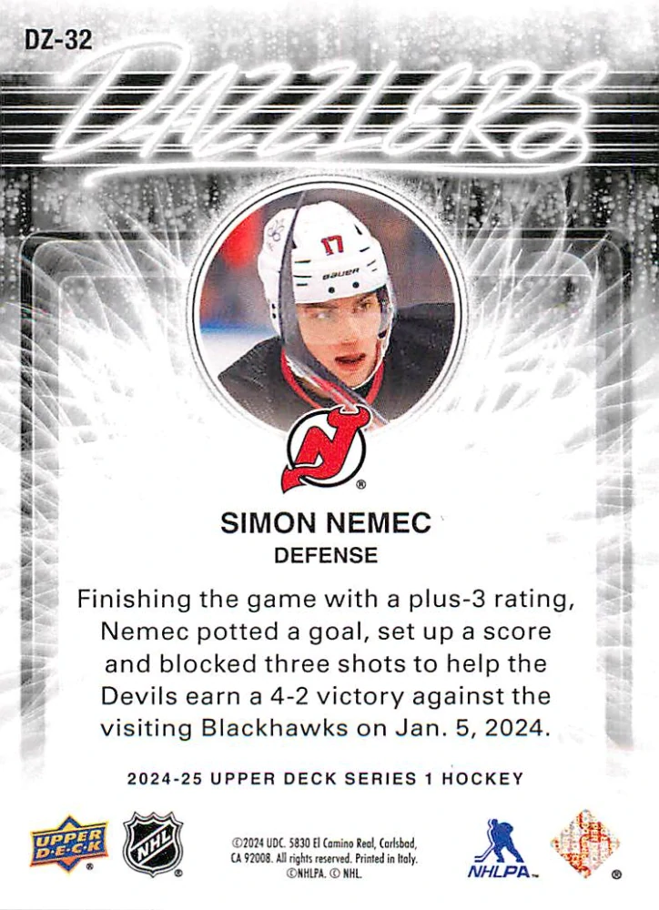 2024-25 UD Series 1 - Šimon Nemec - Dazzlers Blue #DZ-32