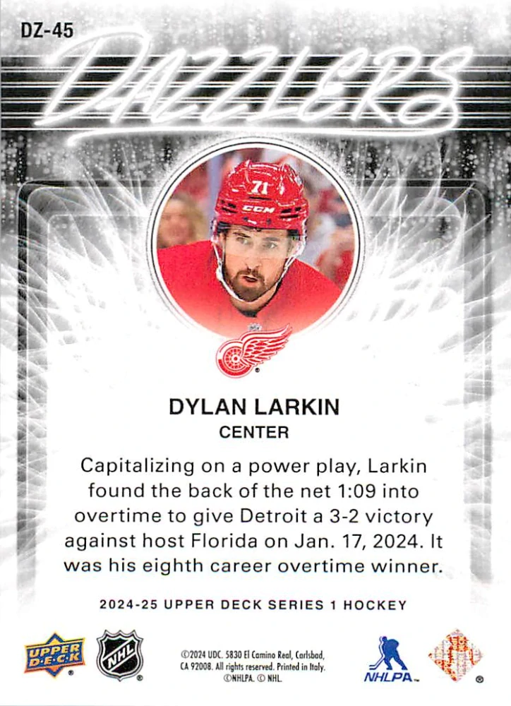 2024-25 UD Series 1 - Dylan Larkin - Dazzlers Blue #DZ-45