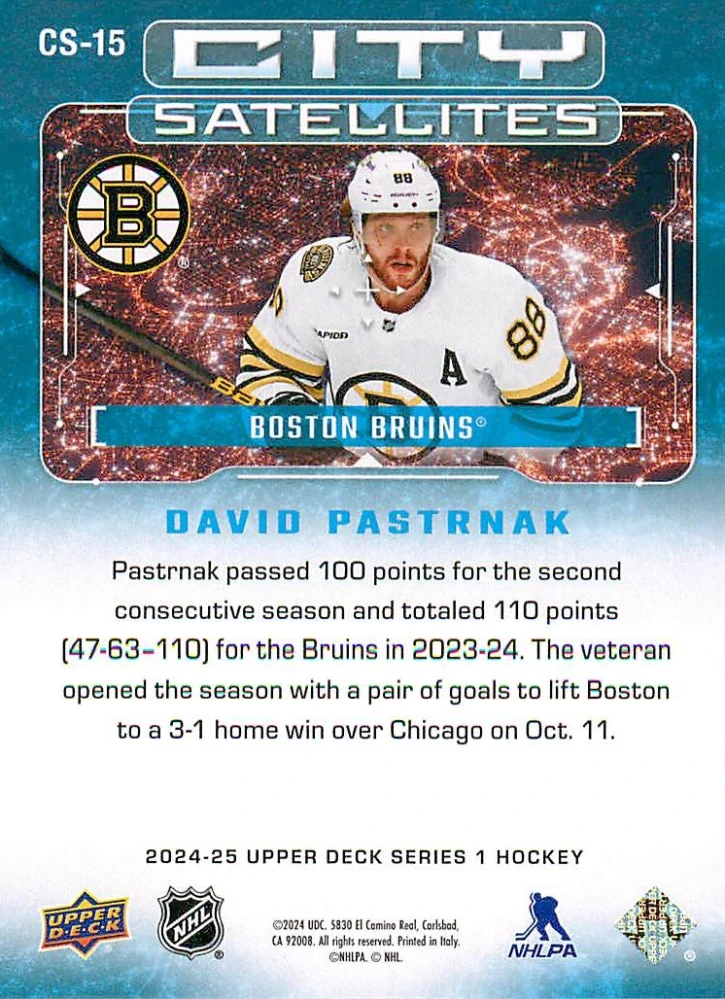 2024-25 UD Series 1 - David Pastrňák - City Satellites #CS-15