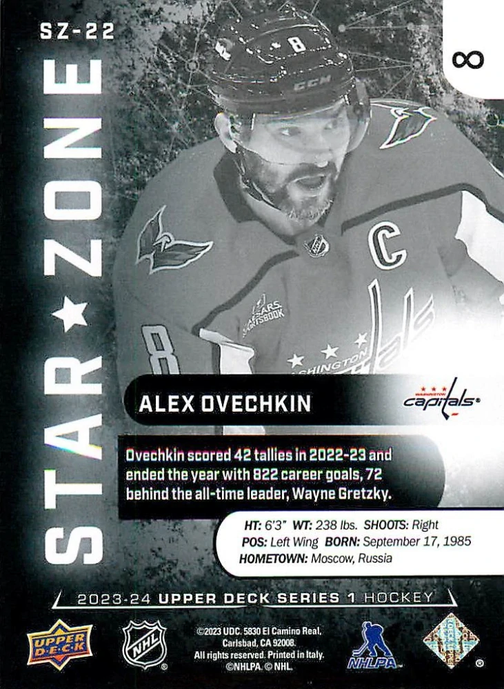 2023-24 UD Series 1 - Alex Ovechkin - Star Zone #SZ-22