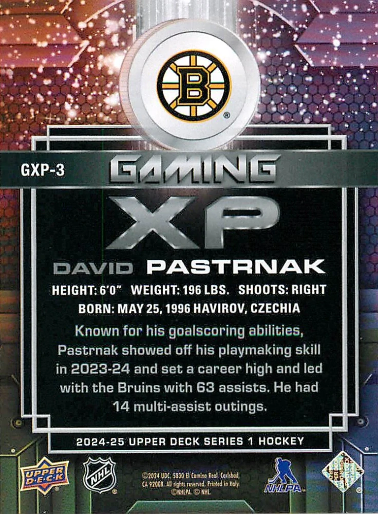 2024-25 UD Series 1 - David Pastrňák - Gaming XP #GXP-3