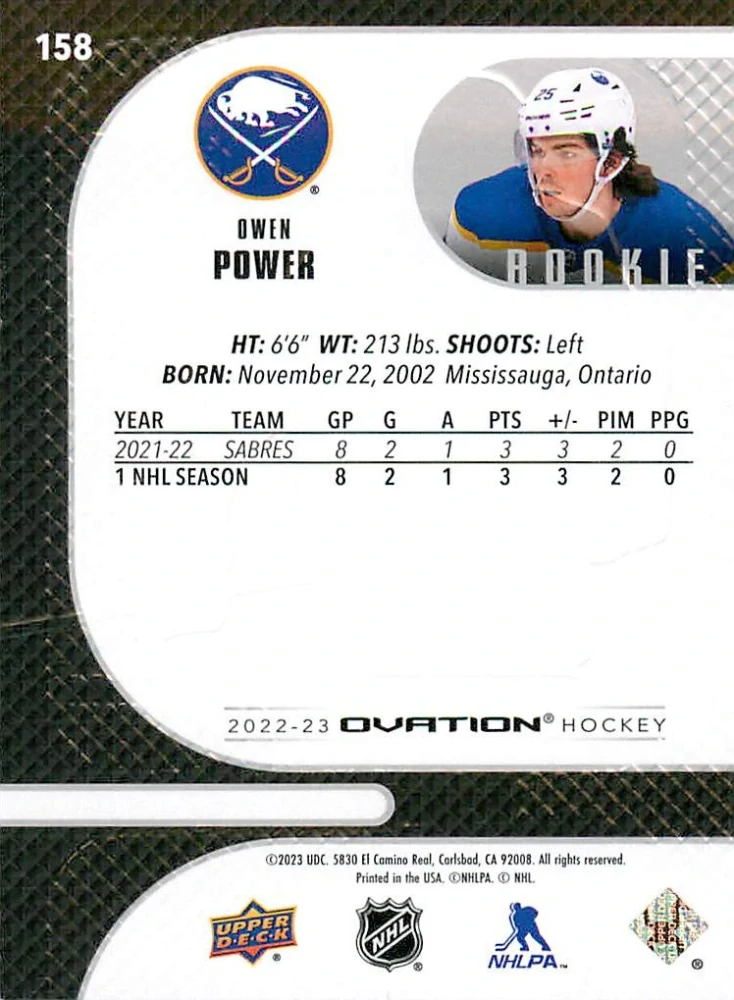 2022-23 UD Ovation - Owen Power - Rookie #158
