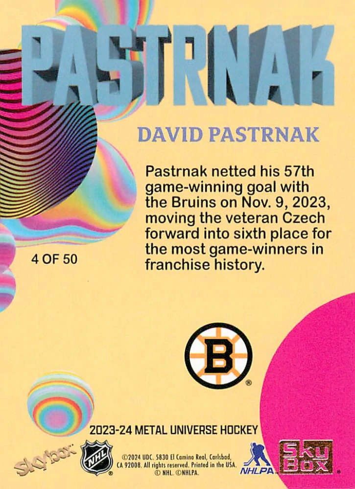 2023-24 UD Skybox Metal Universe - David Pastrňák - Z-Force #4