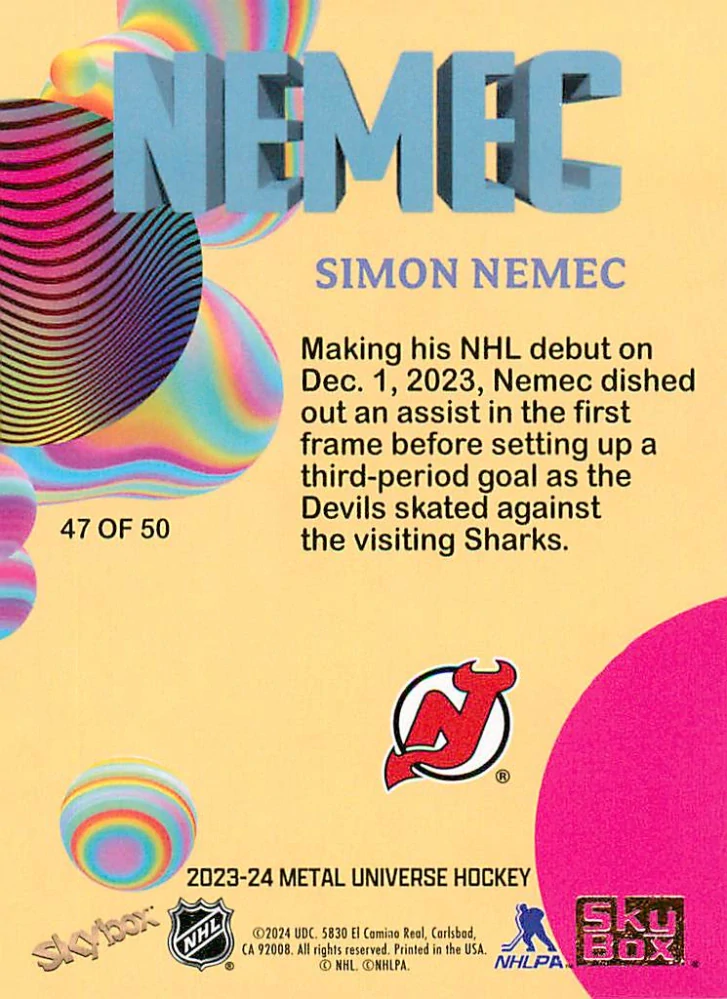 2023-24 UD Skybox Metal Universe - Šimon Nemec - Z-Force #47