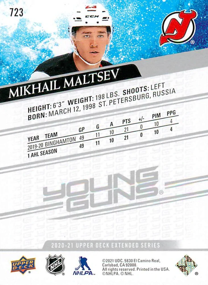 2020-21 UD Extended Series - Mikhail Maltsev - Young Guns #723