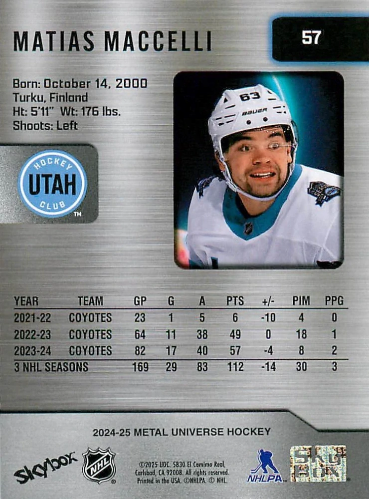 2024-25 UD Skybox Metal Universe - Matias Maccelli #57