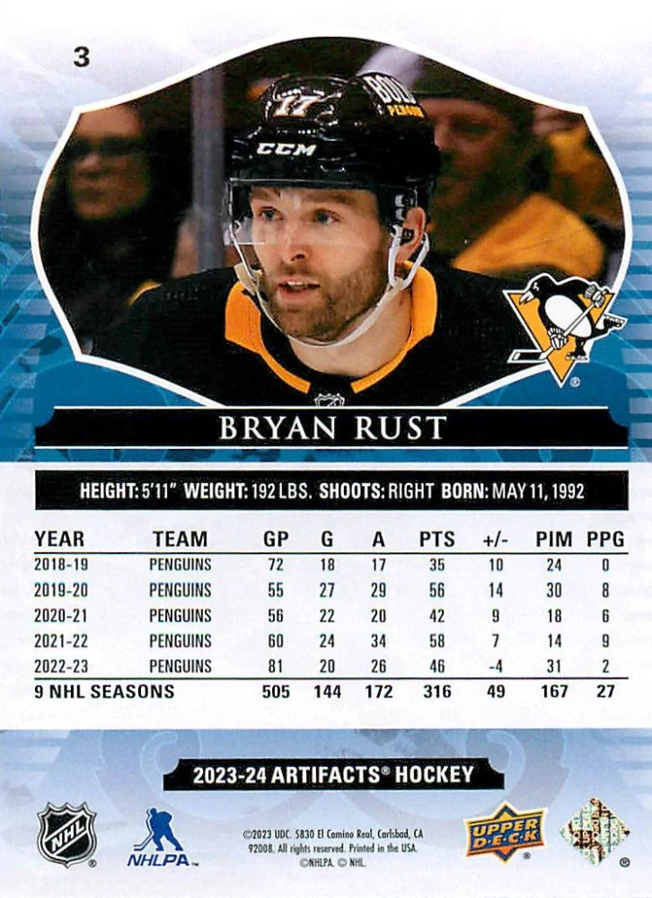 2023-24 UD Artifacts - Bryan Rust #3