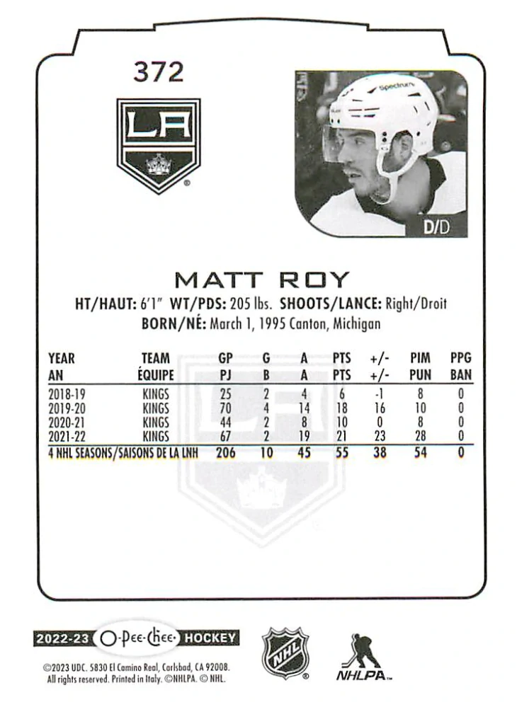 2022-23 UD O-Pee-Chee - Matt Roy #372