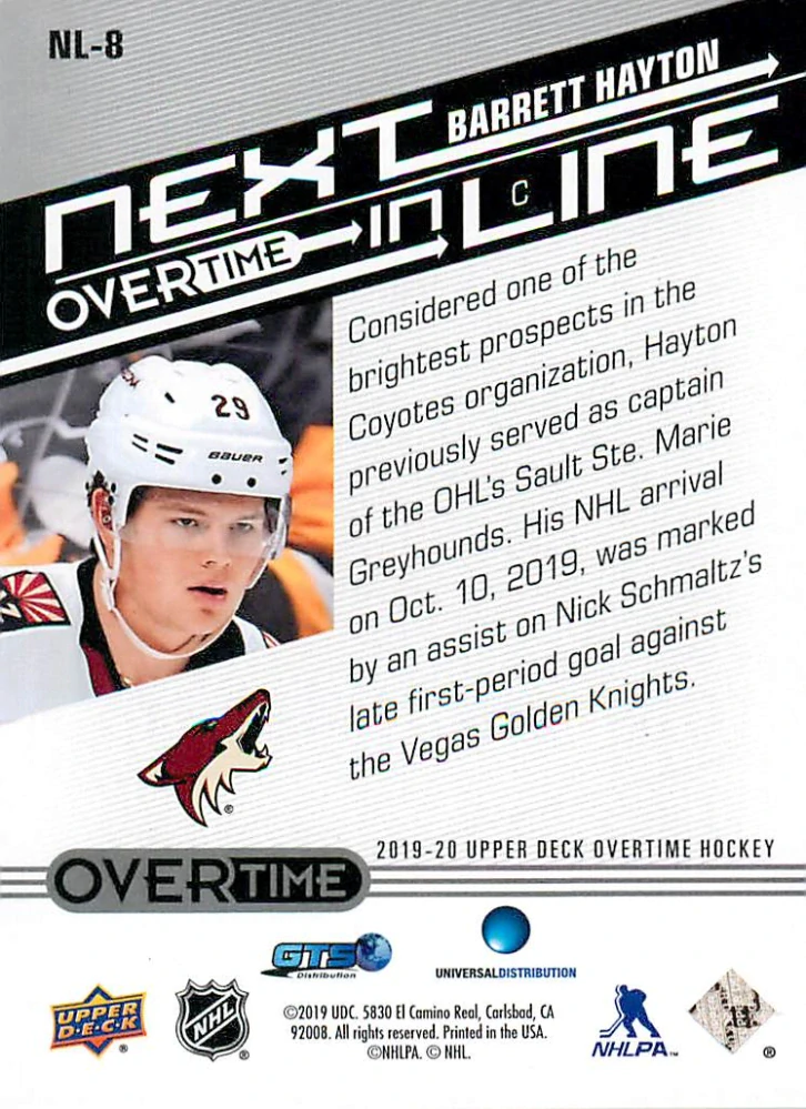 2019-20 UD Overtime - Barret Hayton - Next In Line #NL-8