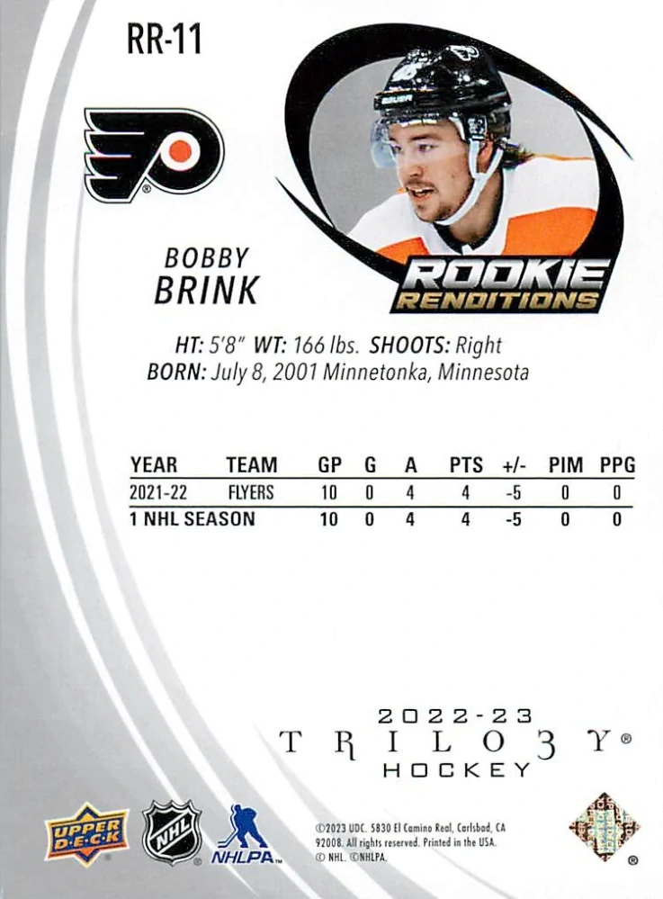 2022-23 UD Trilogy - Bobby Brink - Rookie Renditions #RR-11