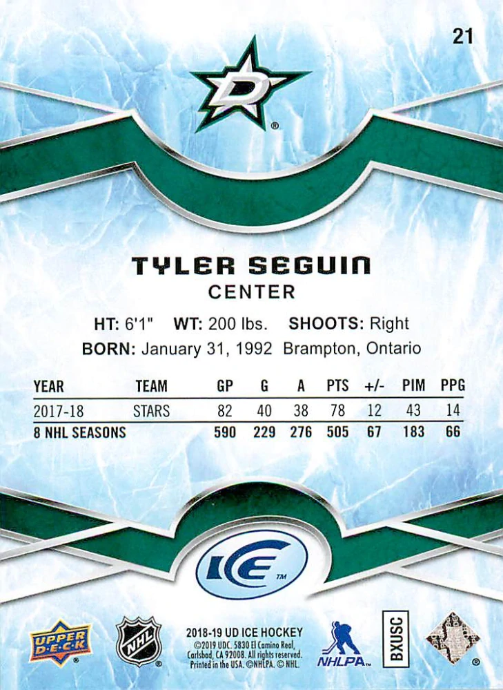2018-19 UD Ice - Tyler Seguin - Green #21