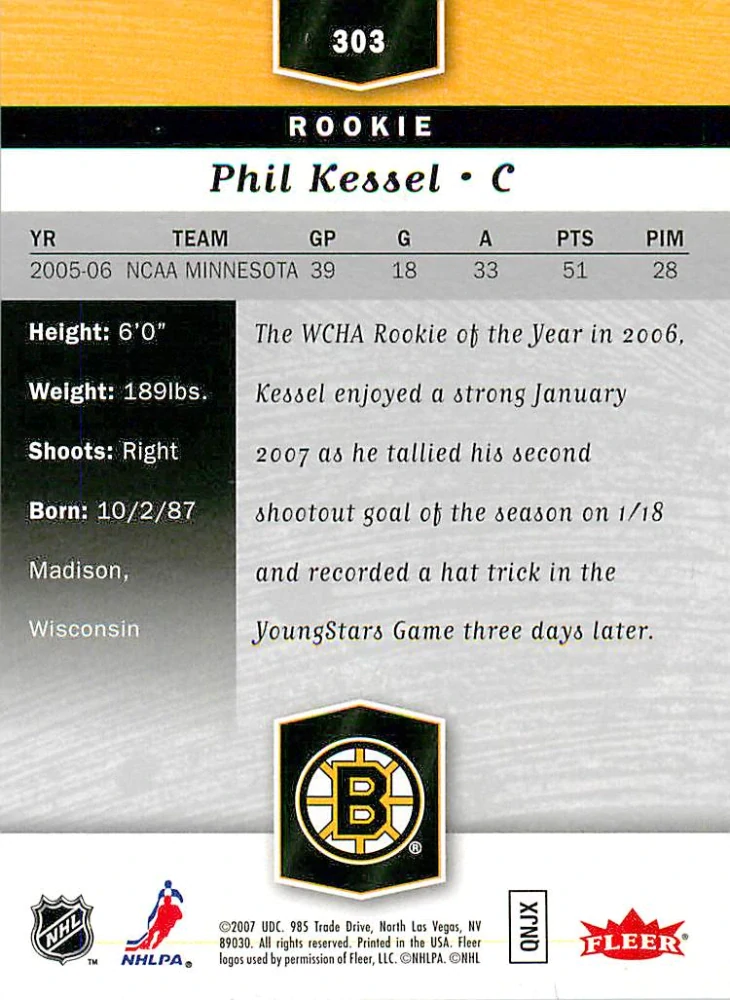 2006-07 Fleer Flair Showcase - Phil Kessel - Rookie #303