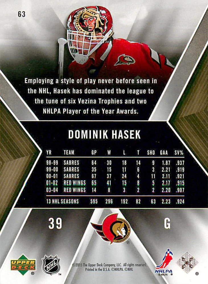2005-06 UD SPx - Dominik Hašek #63