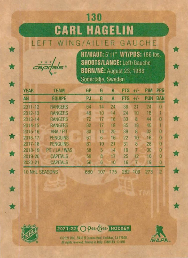 2021-22 UD O-Pee-Chee - Carl Hagelin - Retro #130